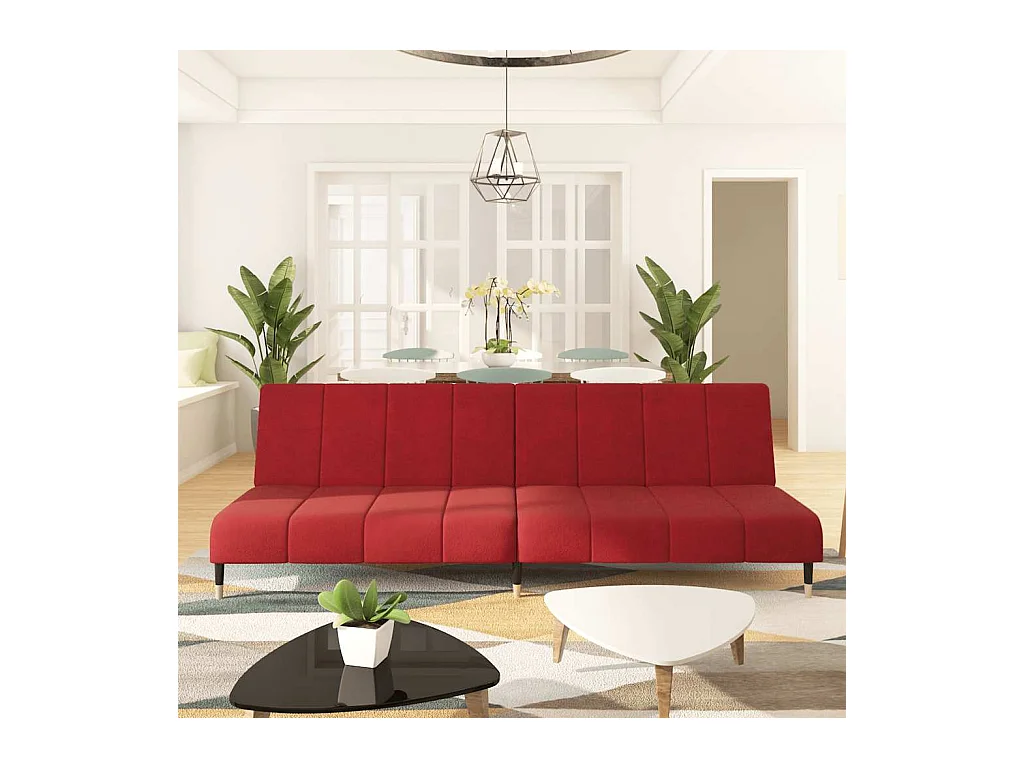 Divano letto a 2 posti in velluto rosso bordeaux