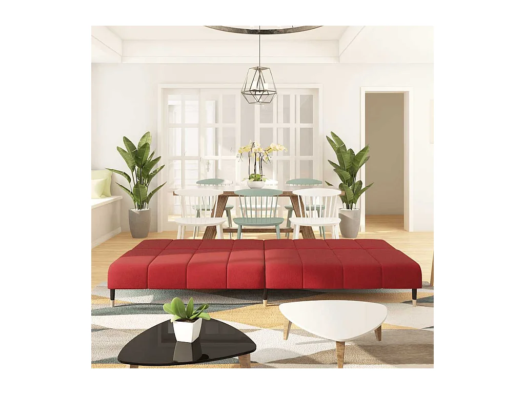 Divano letto a 2 posti in velluto rosso bordeaux