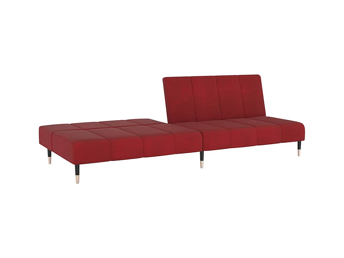 Divano letto a 2 posti in velluto rosso bordeaux