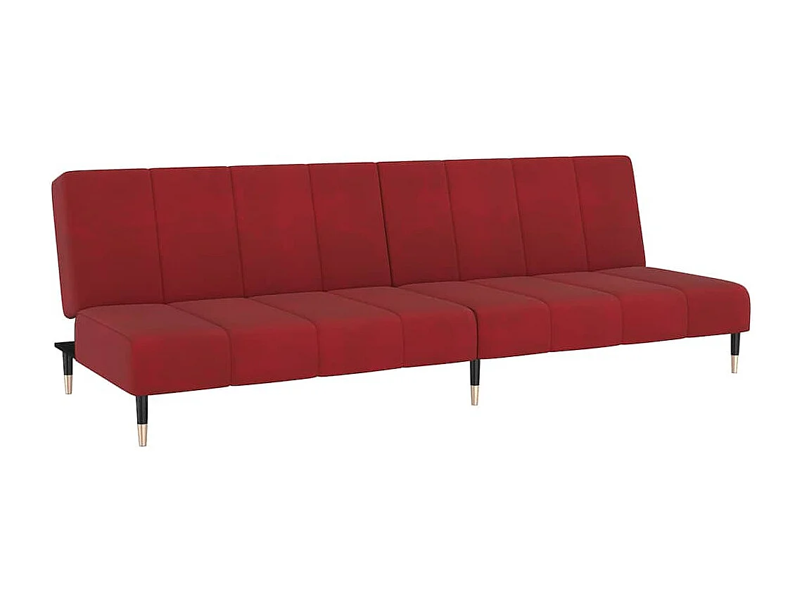 Divano letto a 2 posti in velluto rosso bordeaux