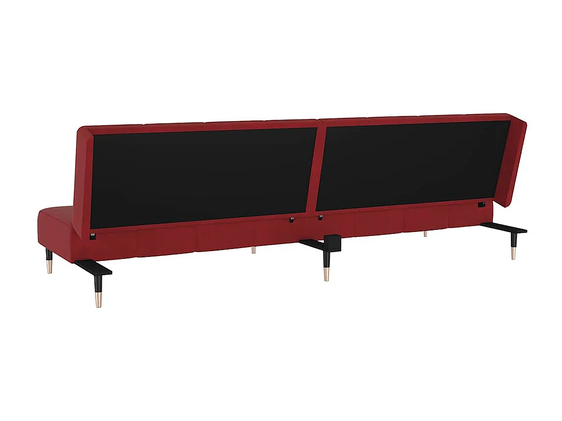 Divano letto a 2 posti in velluto rosso bordeaux