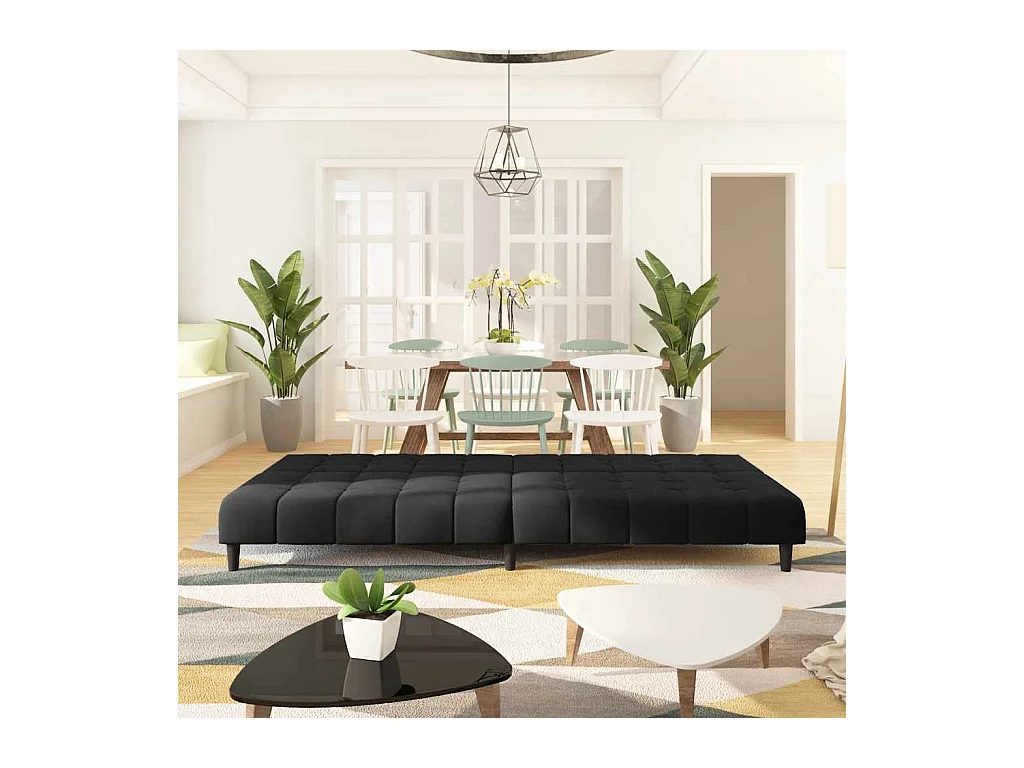 Zwarte fluwelen 2-zits slaapbank