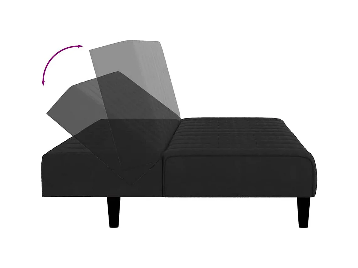 Zwarte fluwelen 2-zits slaapbank