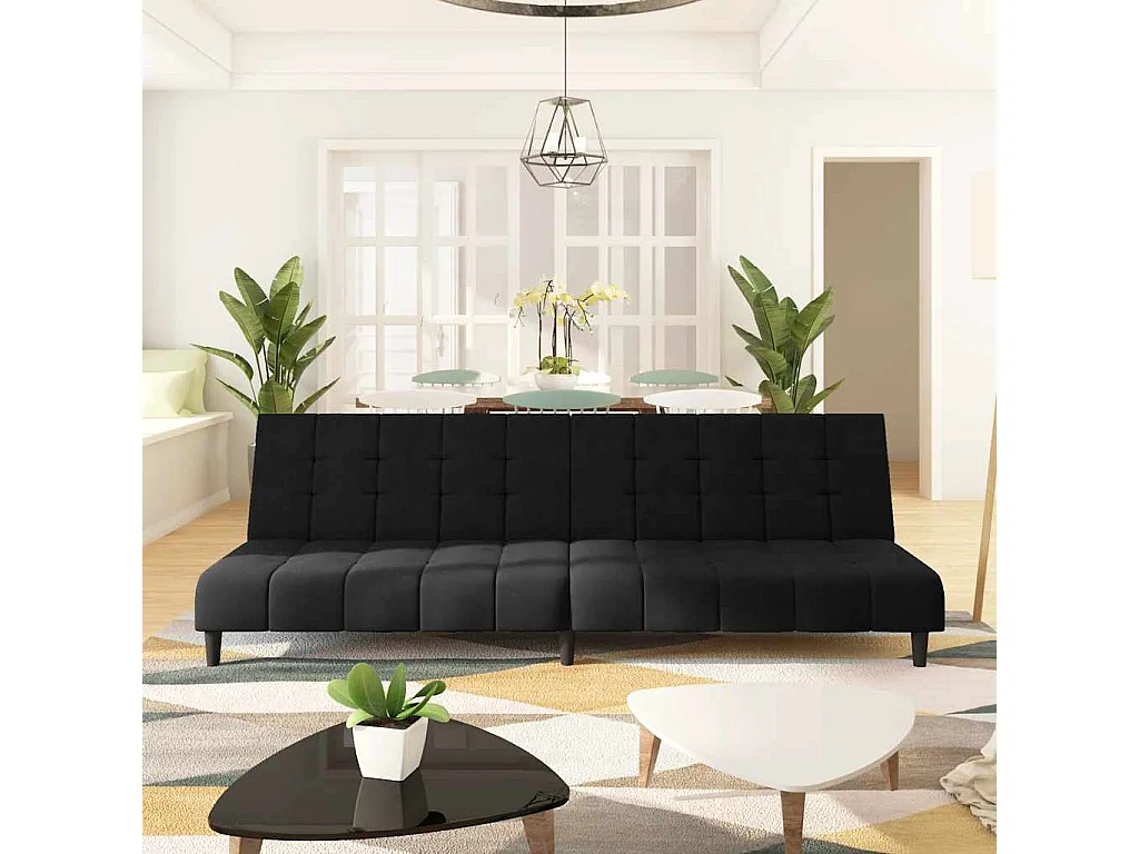 Sofá cama de 2 plazas de terciopelo negro