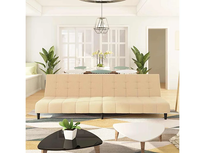 Sofá cama de 2 plazas de terciopelo color crema