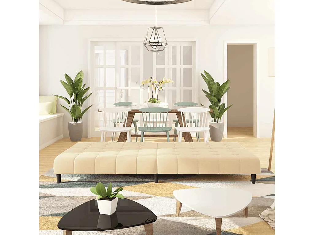 Sofá cama de 2 plazas de terciopelo color crema