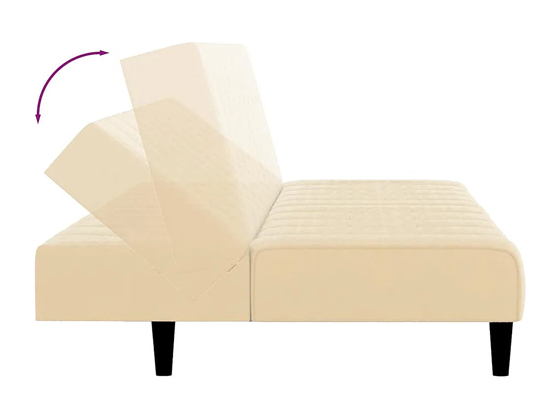 Sofá cama de 2 plazas de terciopelo color crema