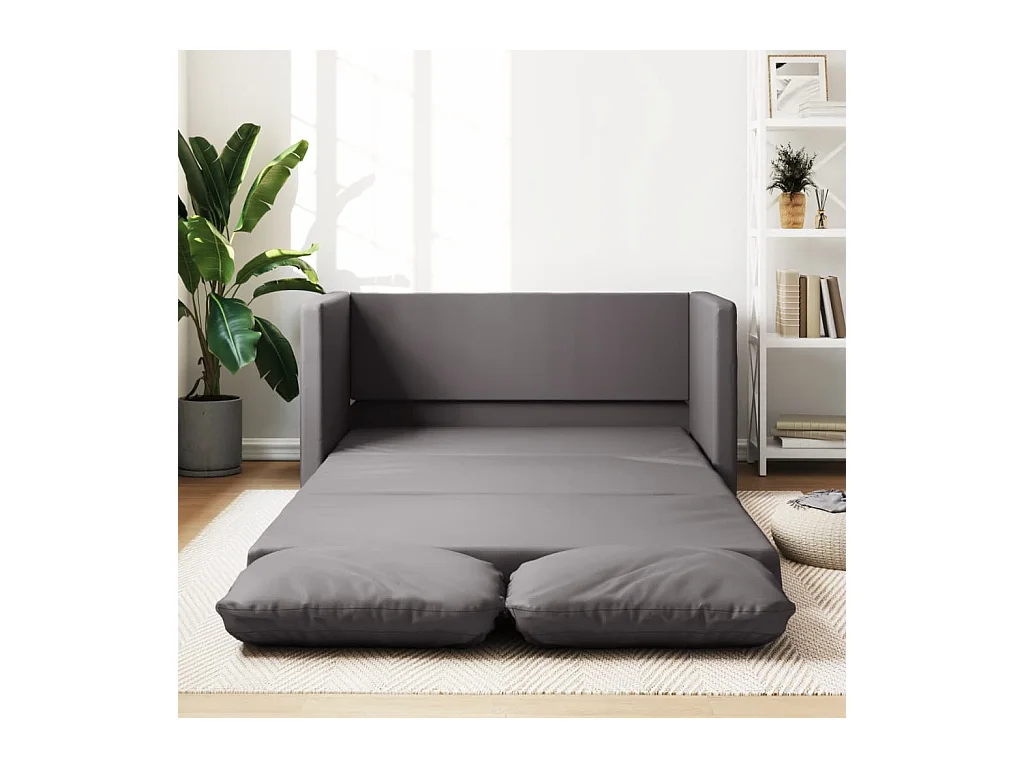 Divano letto 2 in 1 grigio 112x174x55 cm in similpelle