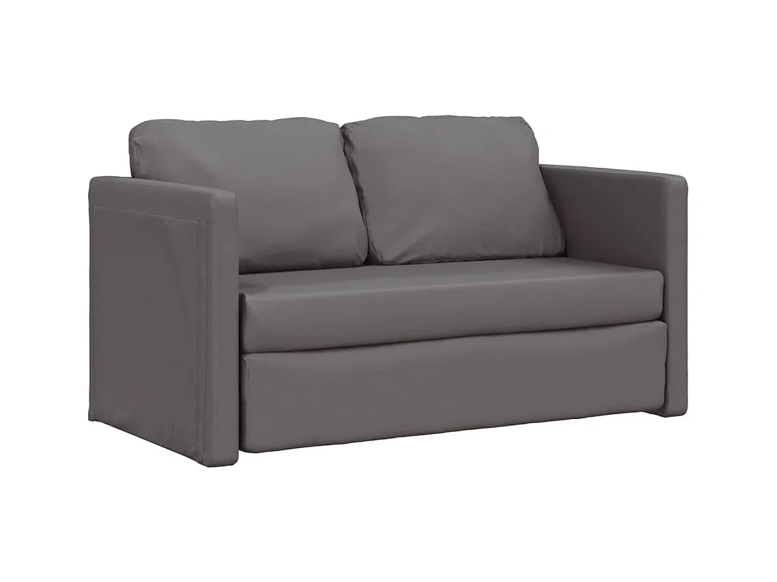 Divano letto 2 in 1 grigio 112x174x55 cm in similpelle