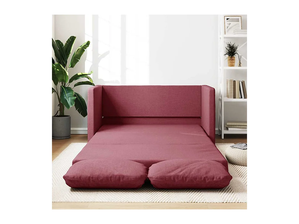 Divano letto 2 in 1 tessuto rosso bordeaux 112x174x55 cm