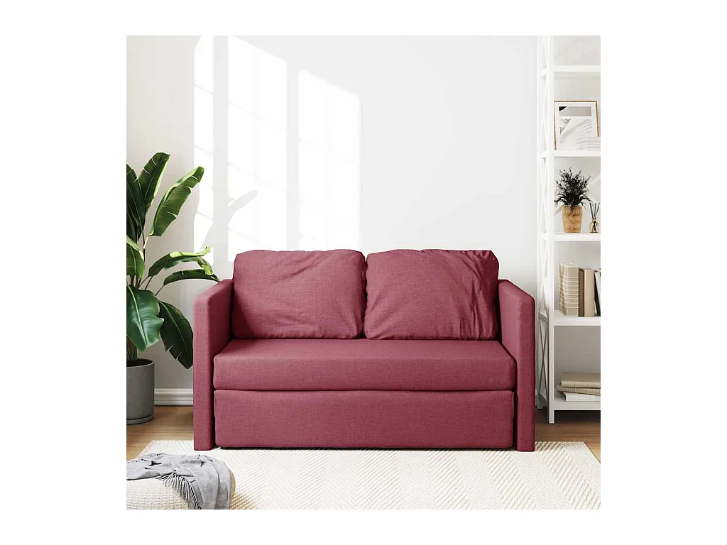 Divano letto 2 in 1 tessuto rosso bordeaux 112x174x55 cm