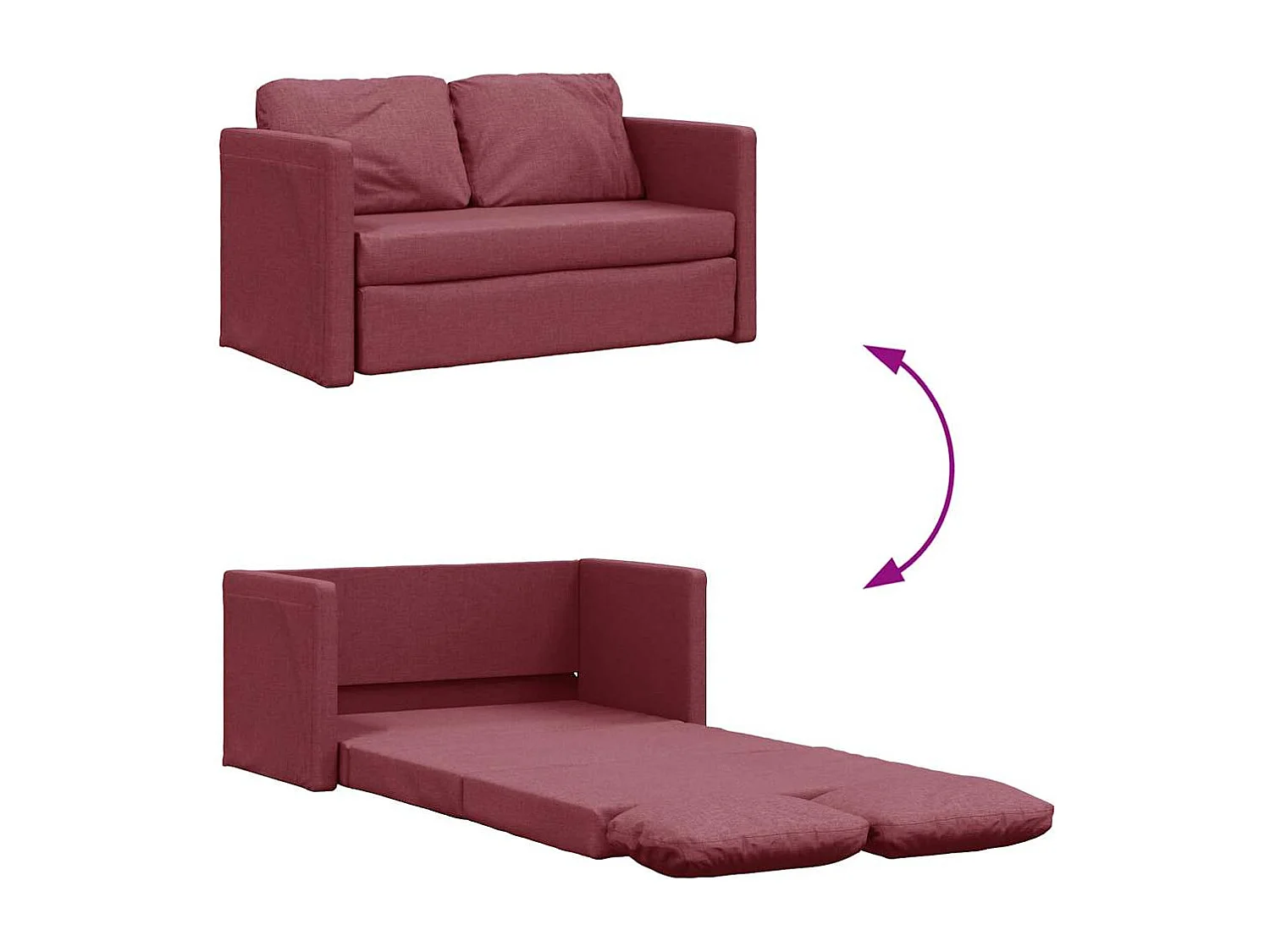 Sofá cama 2 en 1 rojo burdeos 112x174x55 cm tela