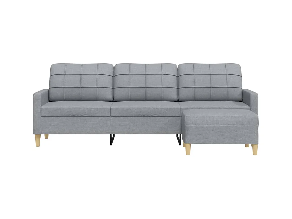 Sofá 3 plazas con reposapiés Gris claro 210 cm Tela