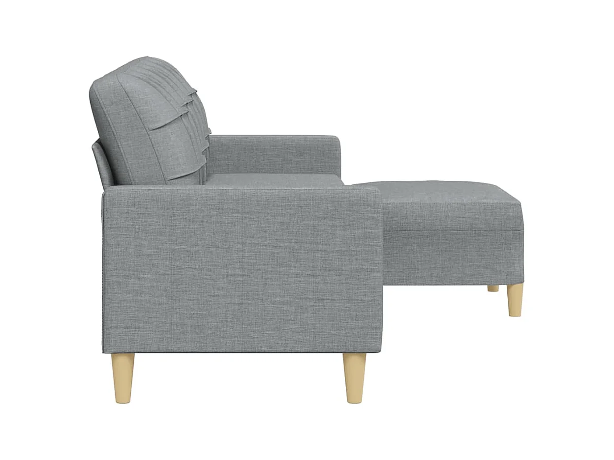 Sofá 3 plazas con reposapiés Gris claro 210 cm Tela