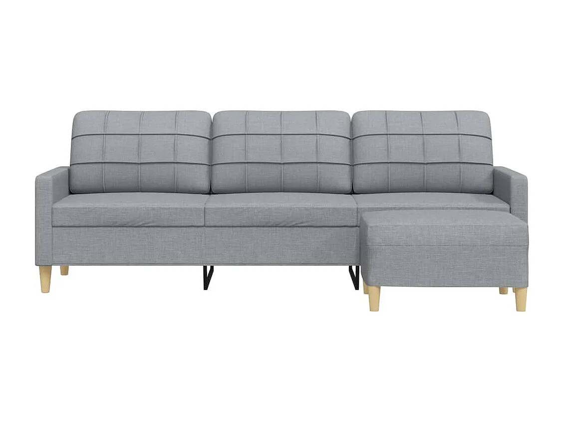 Sofá 3 plazas con reposapiés Gris claro 210 cm Tela