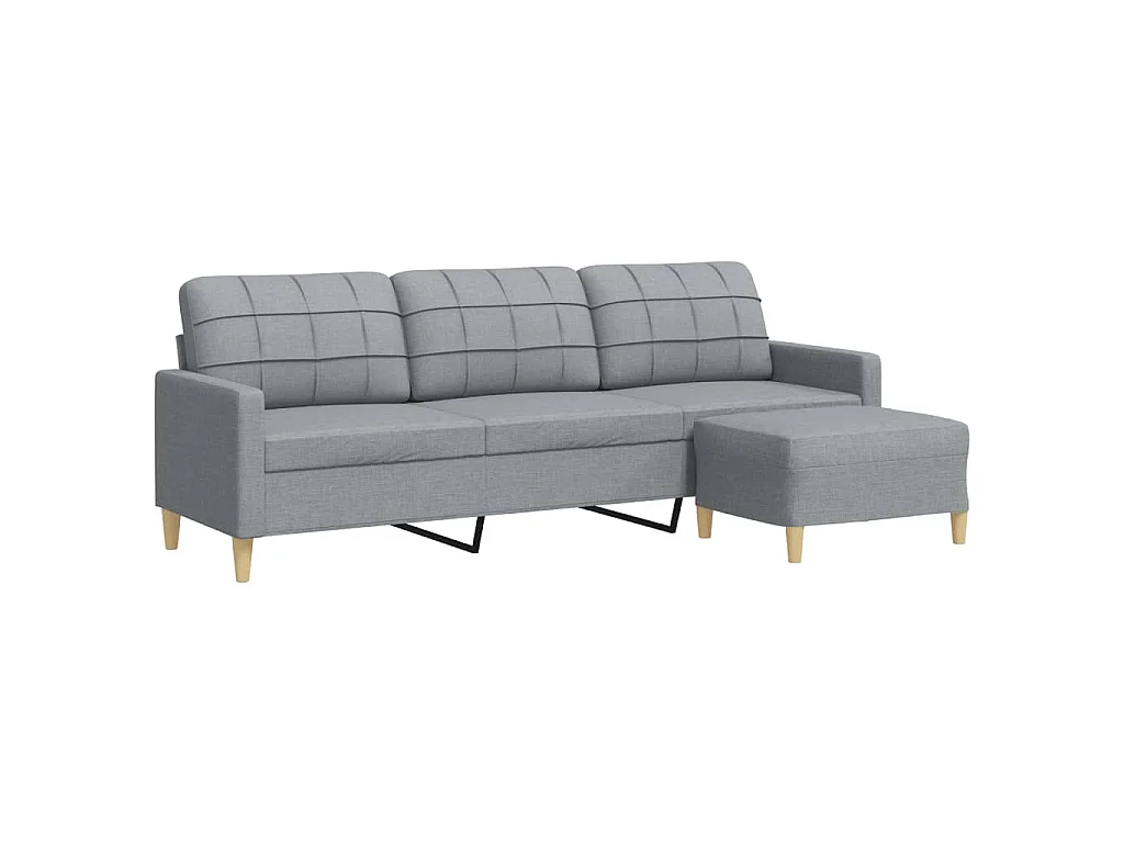 3-Sitzer-Sofa mit Fußhocker Hellgrau 210 cm Stoff