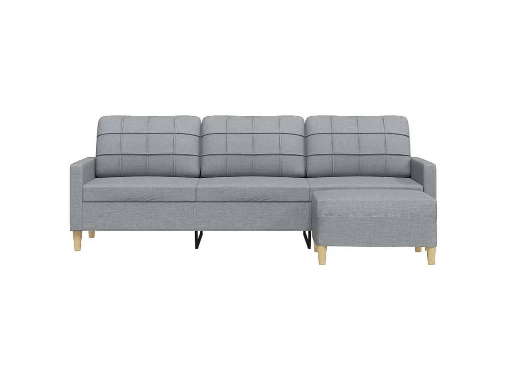 3-Sitzer-Sofa mit Fußhocker Hellgrau 210 cm Stoff