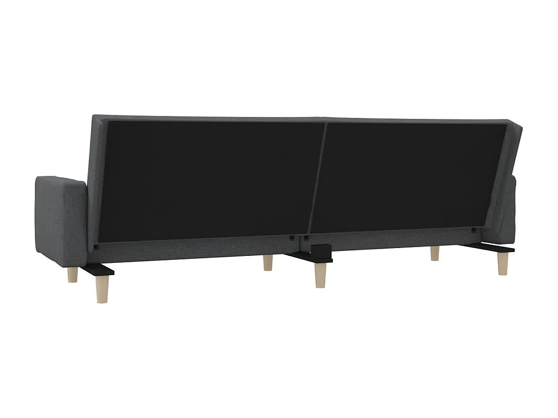 Sofá cama de 2 plazas con dos almohadas de tela gris claro