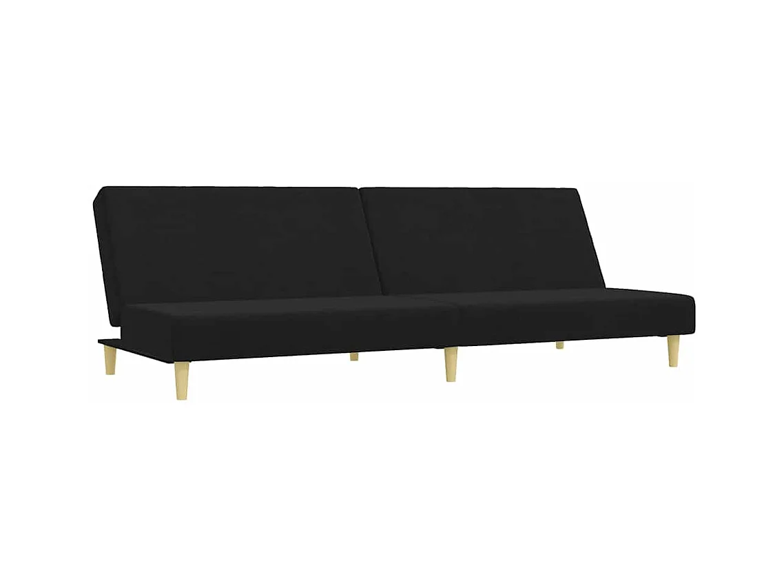 Sofá cama de 2 plazas con reposapiés en tela negra