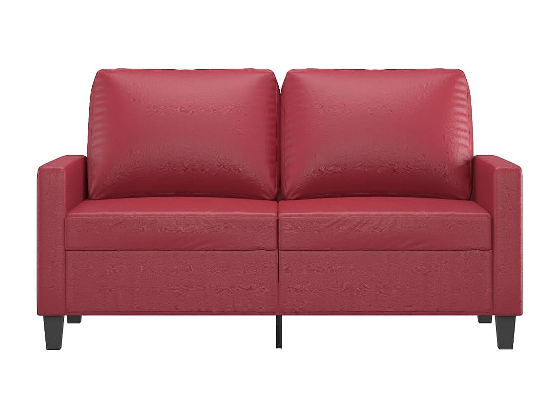 Sofá 2 plazas Rojo burdeos 120 cm Piel sintética