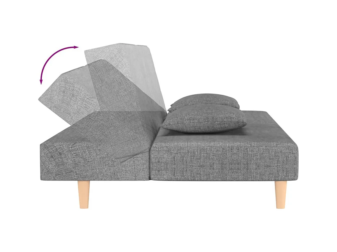 2-zits slaapbank met twee kussens lichtgrijze stof