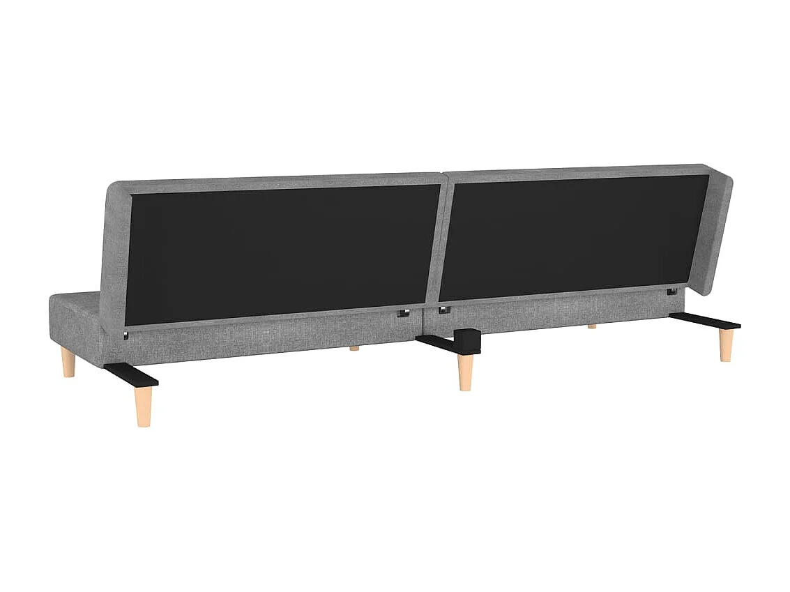 Sofá cama de 2 plazas con dos almohadas de tela gris claro