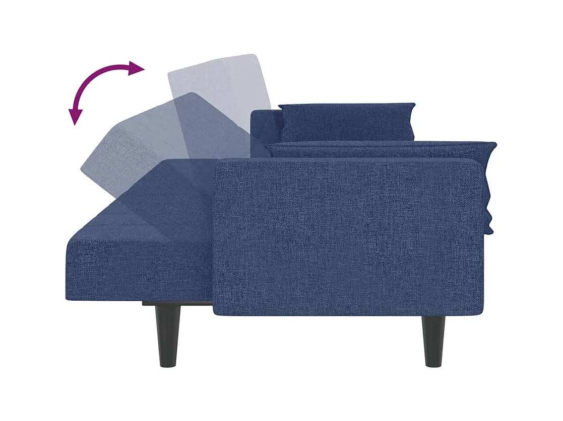 2-Sitzer-Schlafsofa mit zwei blauen Stoffkissen