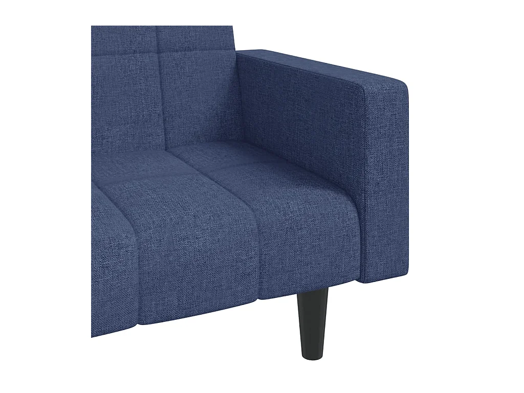 2-Sitzer-Schlafsofa mit zwei blauen Stoffkissen