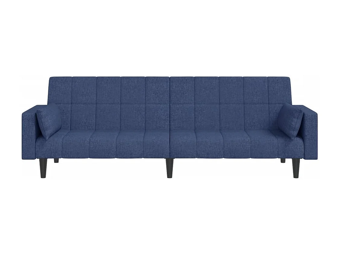 Sofá cama de 2 plazas con dos almohadas de tela azul