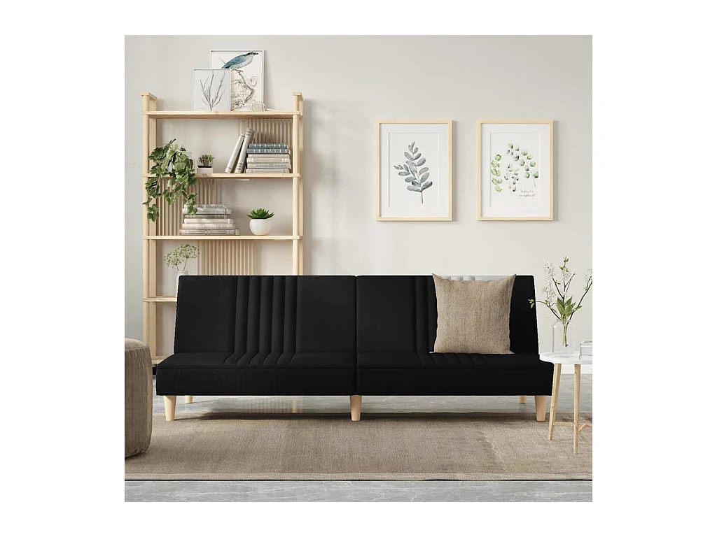 Sofá cama de tela negra