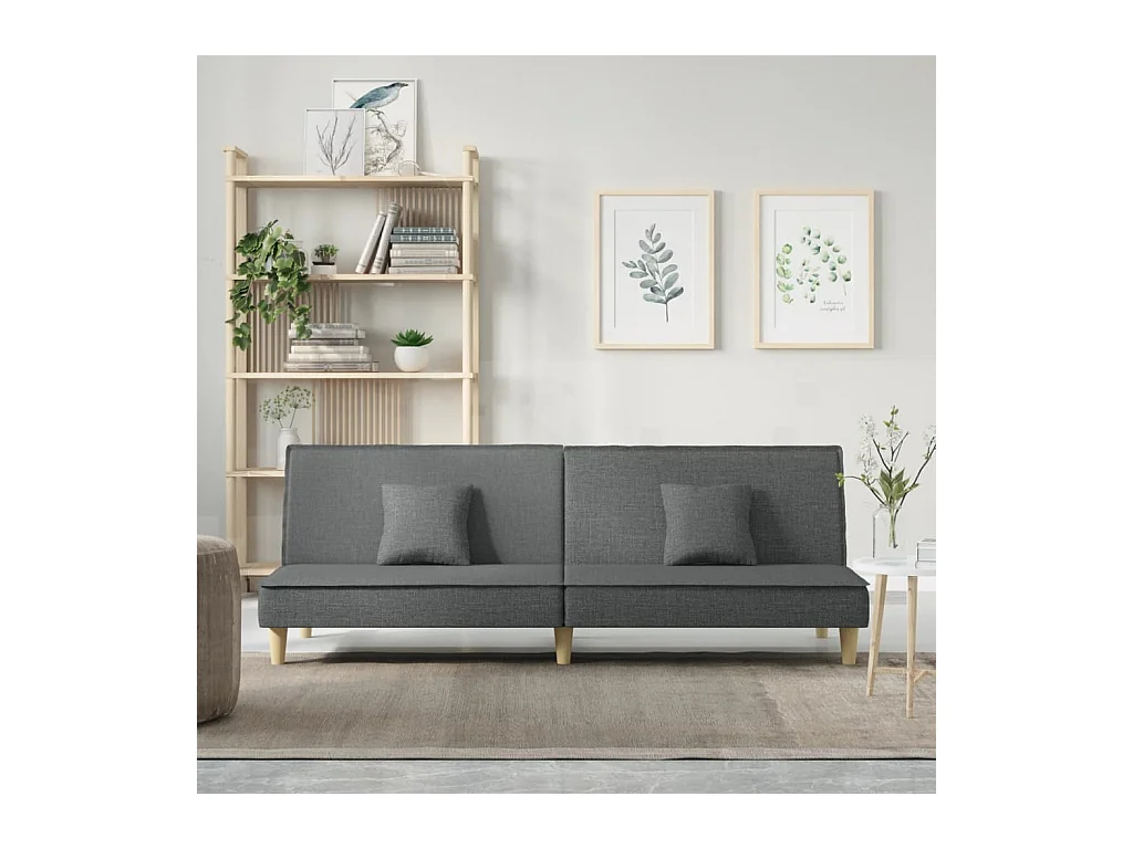 Donkergrijze stoffen slaapbank