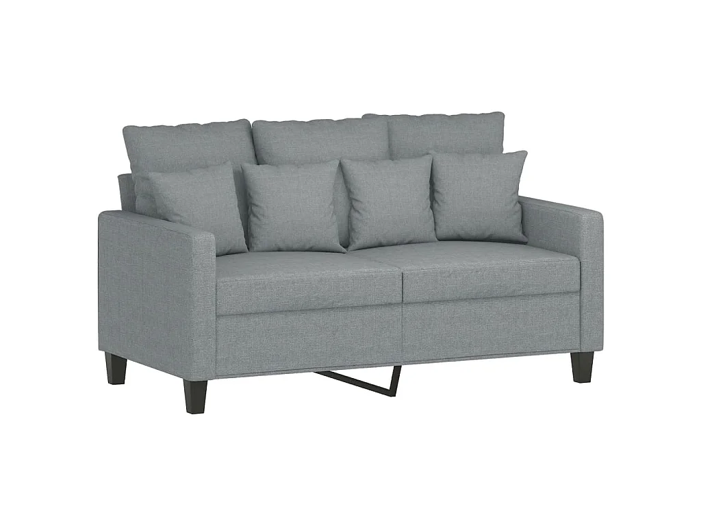 2-teiliges Sofaset mit Kissen, hellgrauer Stoff