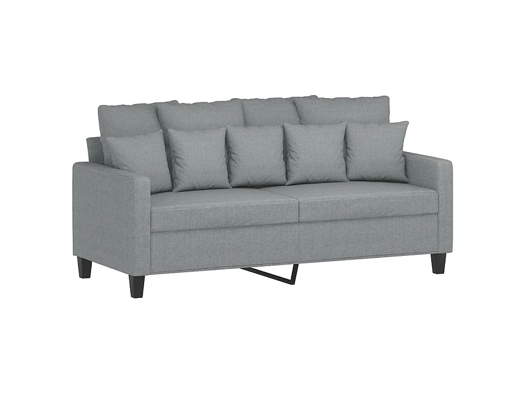 2-teiliges Sofaset mit Kissen, hellgrauer Stoff