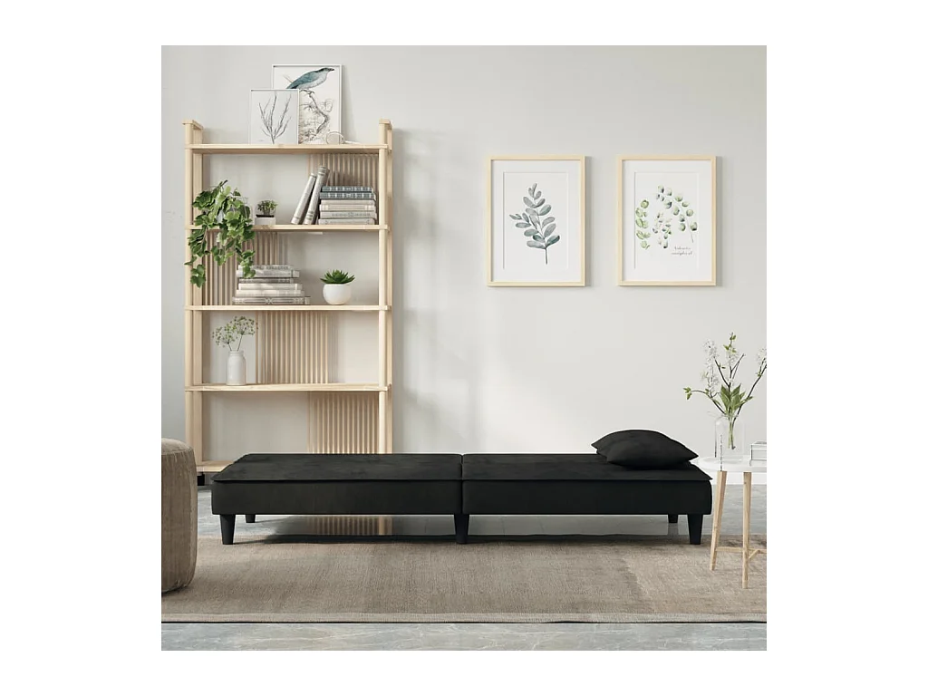 Sofá cama de terciopelo negro