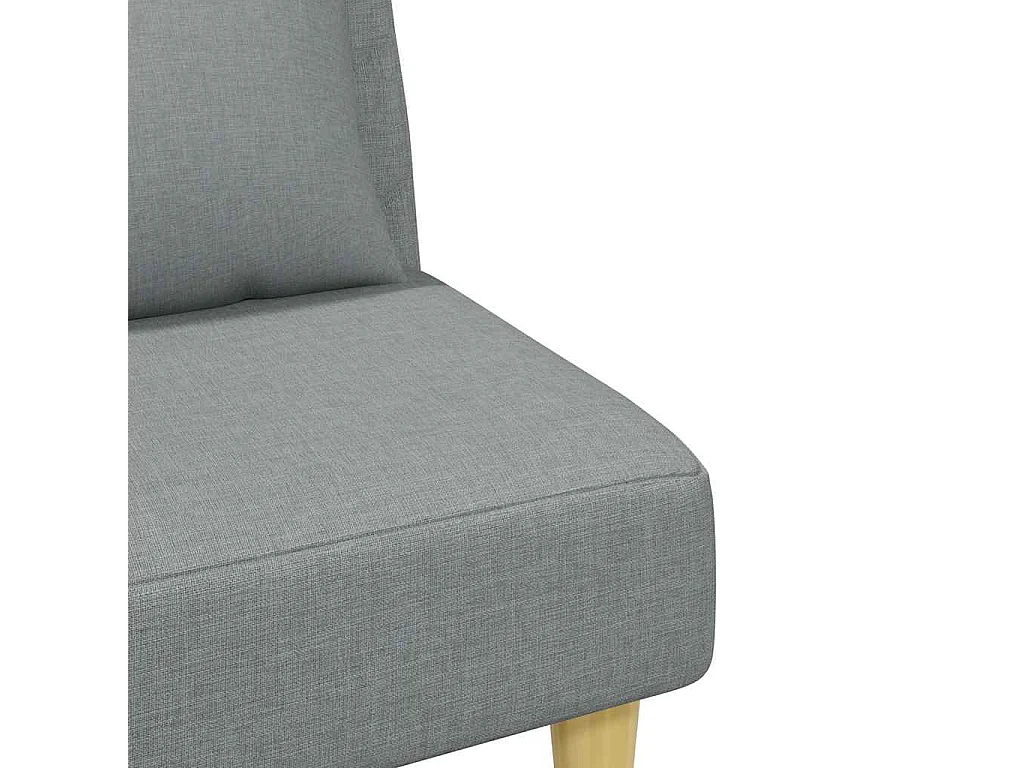 Sofá cama de 2 plazas con almohadas y reposapiés en gris claro