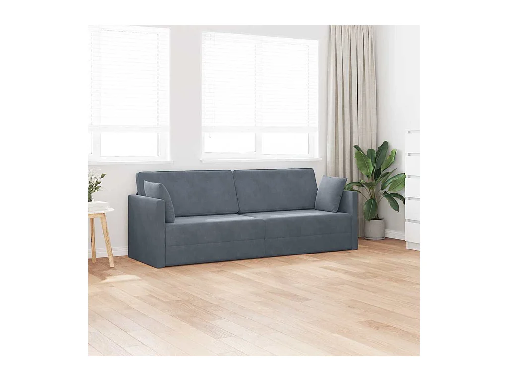 Divano letto grigio scuro 213 x 76 x 77 cm in velluto