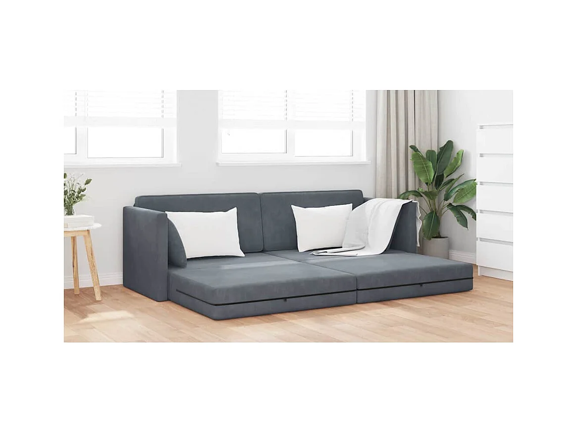 Divano letto grigio scuro 213 x 76 x 77 cm in velluto