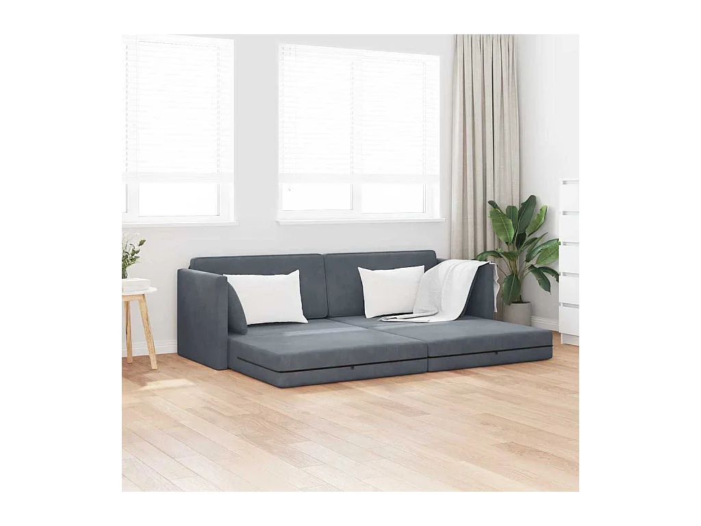 Canapé-lit au sol Gris foncé 213 x 76 x 77 cm Velours