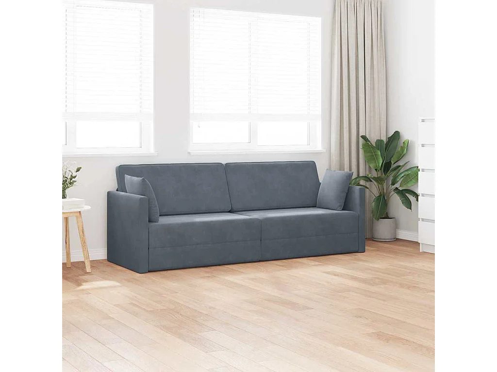 Dunkelgraues Bodenschlafsofa 213 x 76 x 77 cm Samt