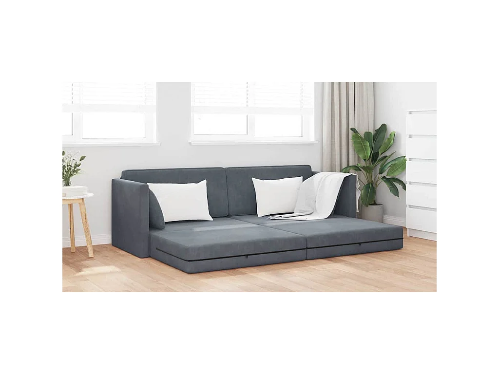 Dunkelgraues Bodenschlafsofa 213 x 76 x 77 cm Samt