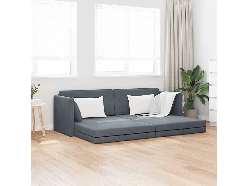 Donkergrijze vloerslaapbank 213 x 76 x 77 cm fluweel