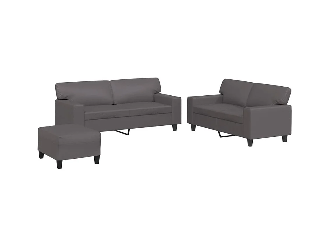 Set di divani 3 pezzi in similpelle grigia