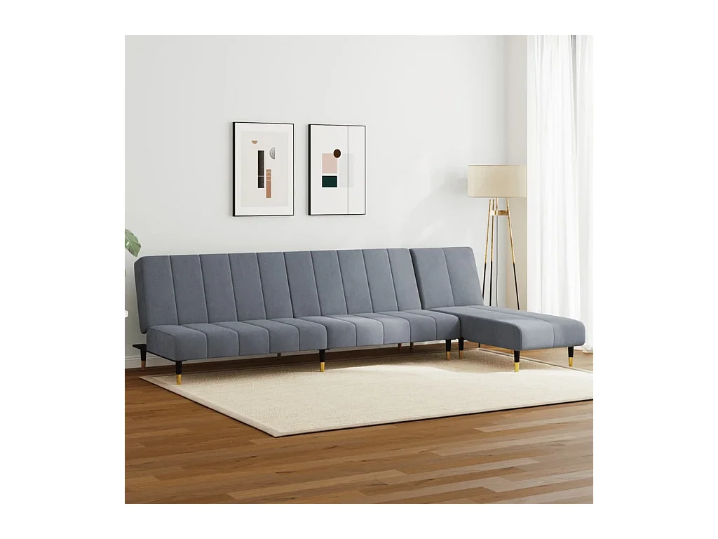 Set di divani in velluto grigio scuro da 2 pezzi