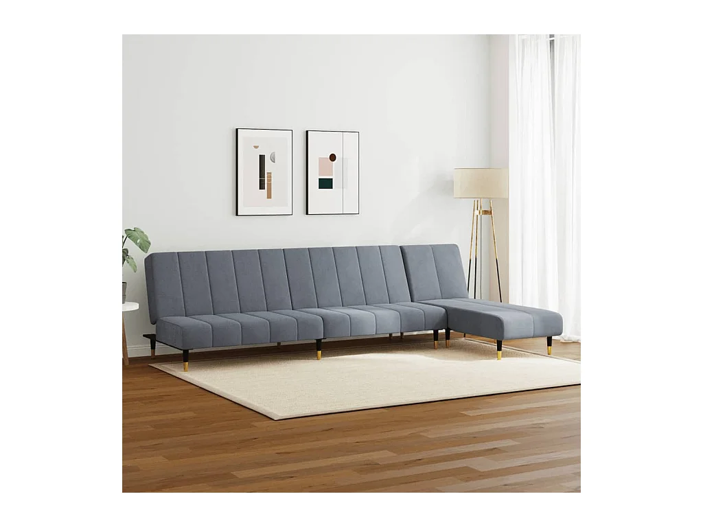 Set di divani in velluto grigio scuro da 2 pezzi