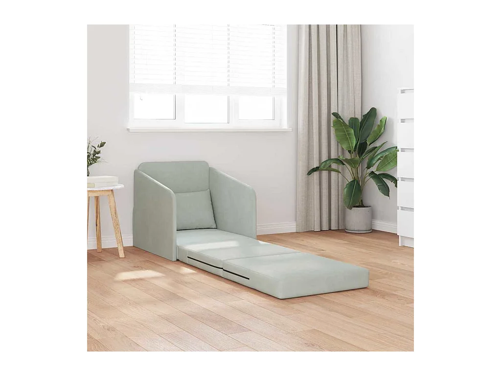 Divano letto grigio chiaro 65 x 80 x 83 cm in velluto