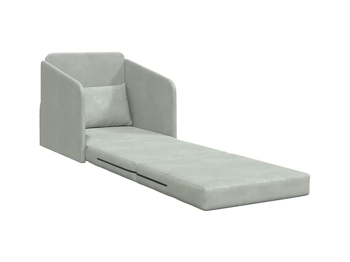 Divano letto grigio chiaro 65 x 80 x 83 cm in velluto