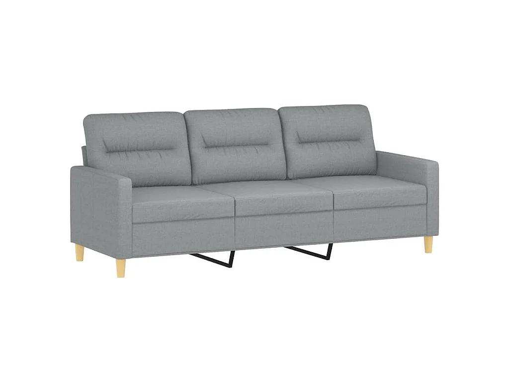 Divano 3 posti con poggiapiedi Grigio chiaro 180 cm Tessuto