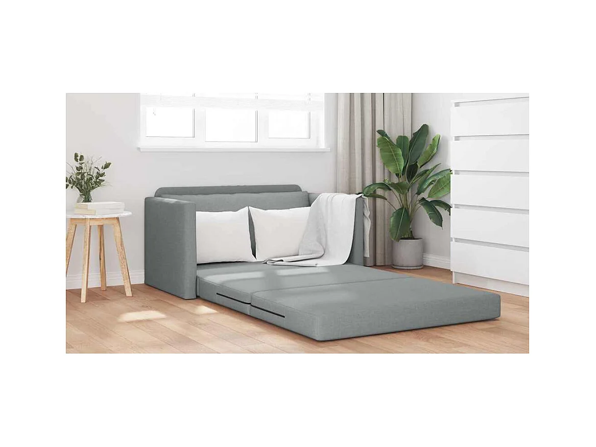 Divano letto grigio chiaro 124 x 71 x 78 cm tessuto