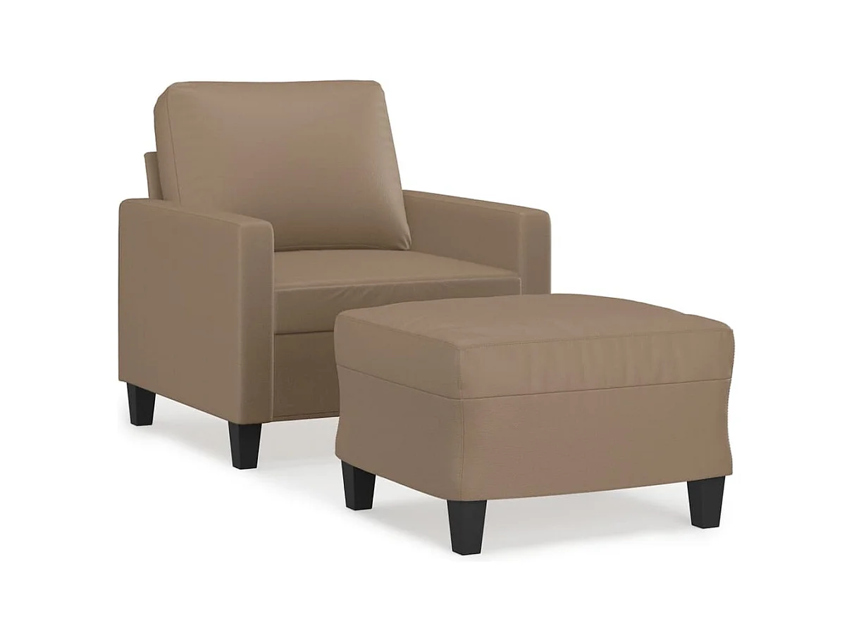 Fauteuil met voetenbank Cappuccino 60 cm Kunstleer