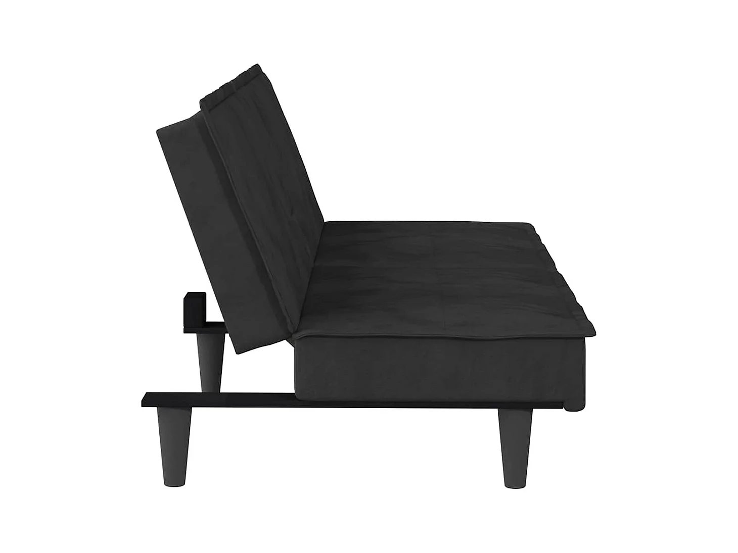 Zwarte fluwelen slaapbank met bekerhouders